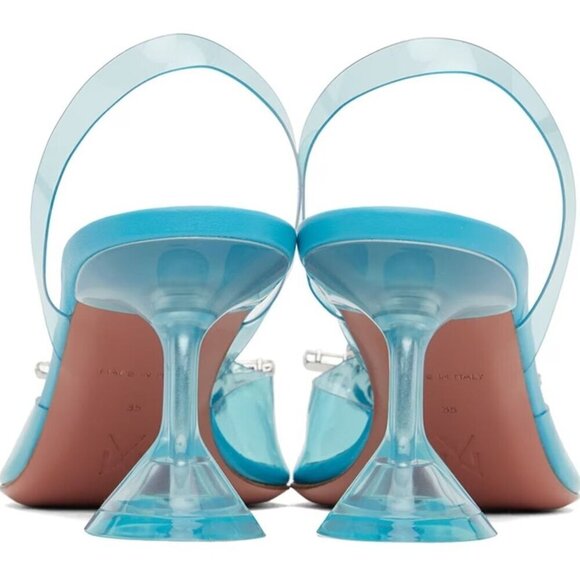 AMINA MUADDI Begum Glass Sling Pump in Sky 38 With Box Womens High Heels - Picture 3 of 17